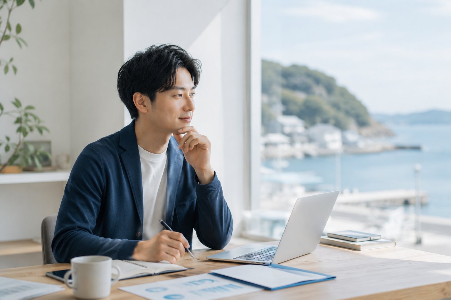 七尾の海辺を背景に、経験からサービスが生まれるイメージ
