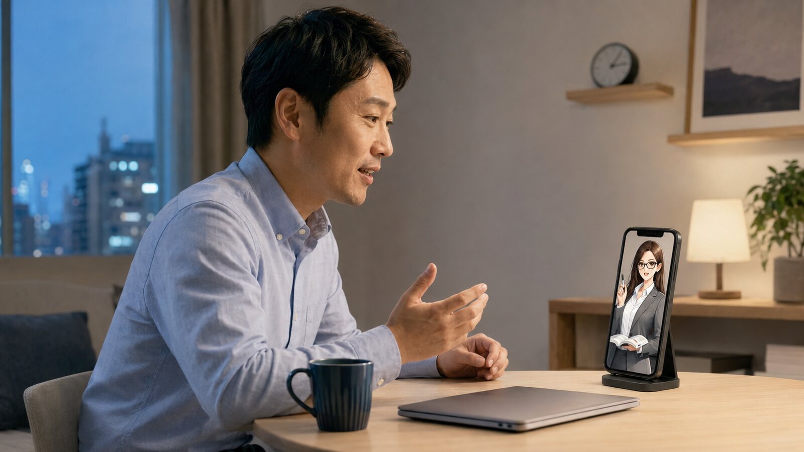 忙しい一日の合間に5分だけ英会話を練習する社会人