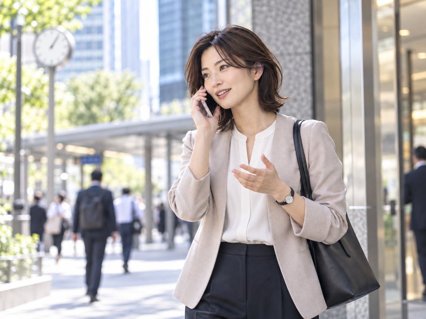 スキマ時間にAIへ電話して英会話する女性